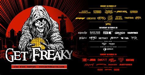 Get freaky - Get Freaky Festival 2024 | Facebook. Log In. Forgot Account? Get Freaky 2024 October 27th, 28th & 29th at The Great Saltair featuring 4B b2b JSTJR x Alien …
